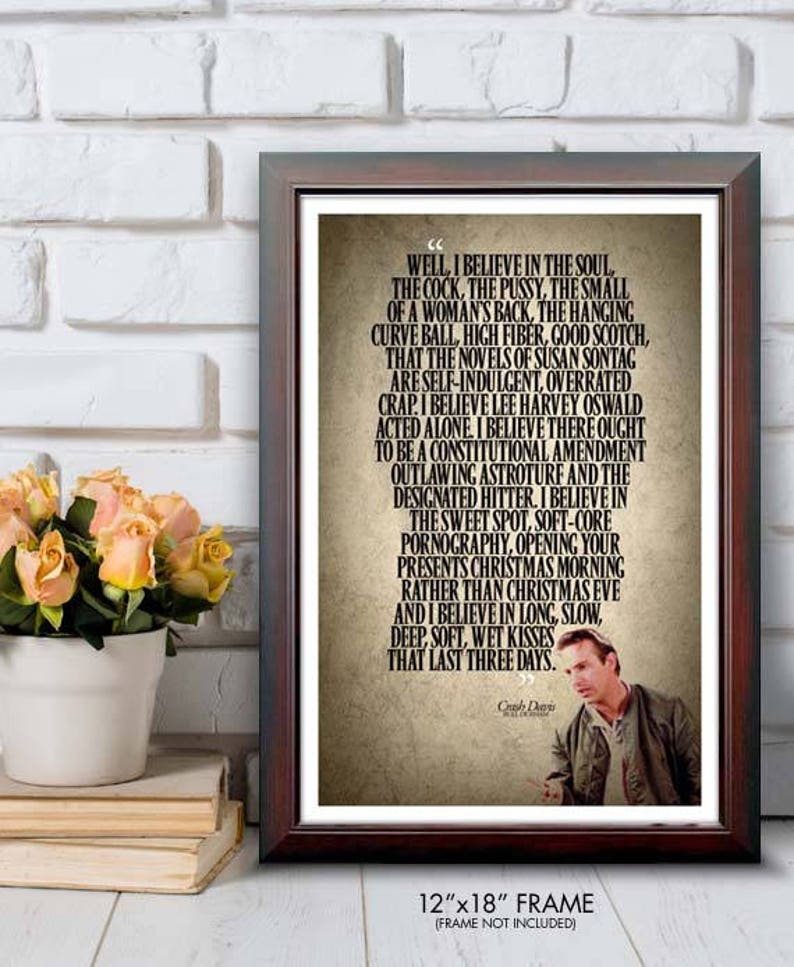 BULL DURHAM Crash Davis i Believe Quote Poster Etsy UK