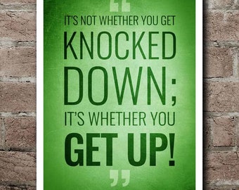 Vince Lombardi "KNOCKED DOWN" Quote Poster (12"x18")