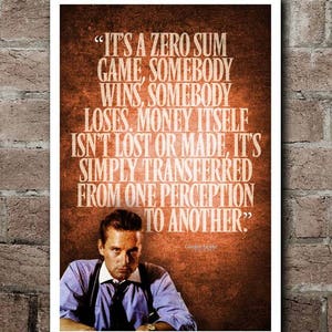 WALL STREET &quot;Zero Sum&quot; Quote Poster (12&quot;x18&quot;)