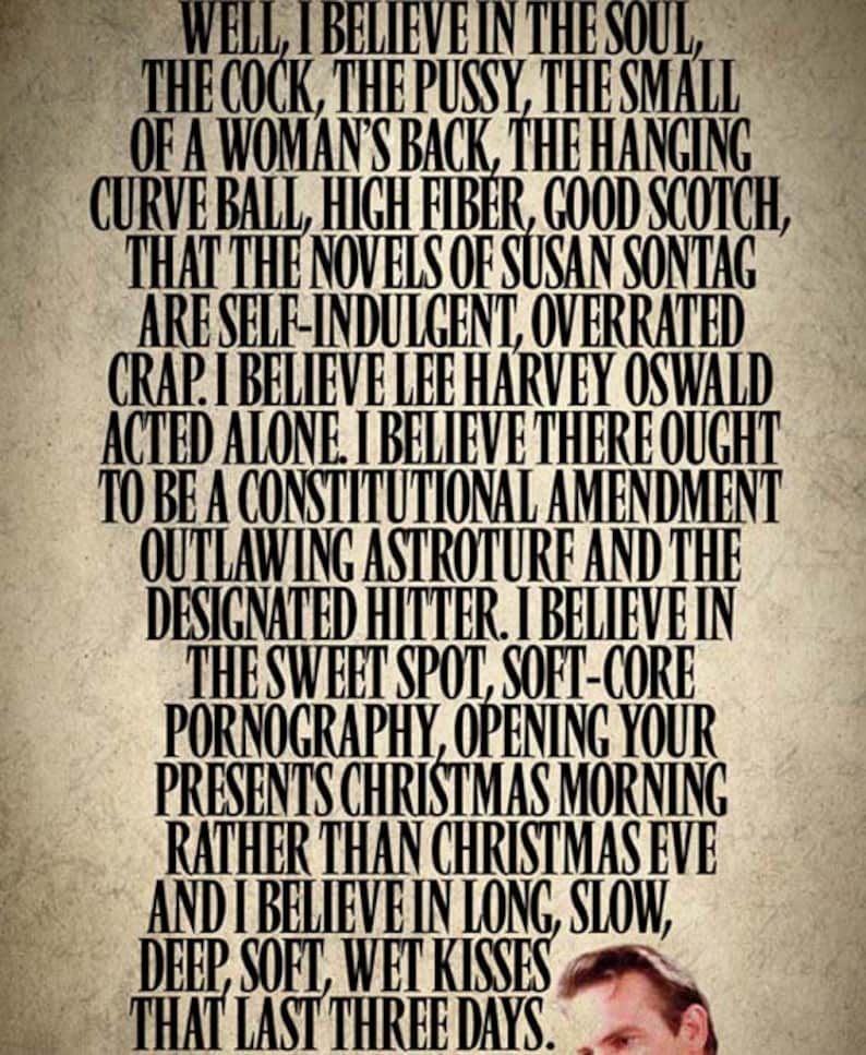 BULL DURHAM Crash Davis i Believe Quote Poster Etsy