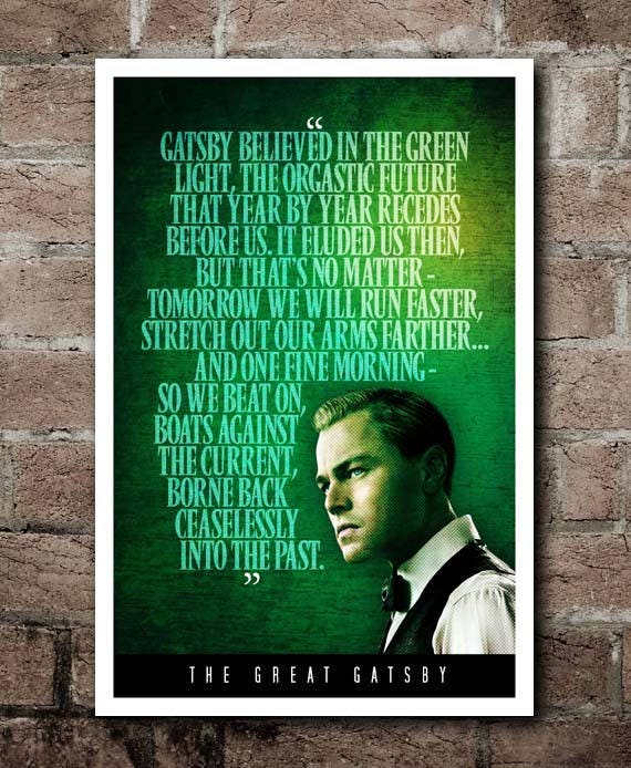 The Great Gatsby Green Light Quote Poster | Etsy Denmark