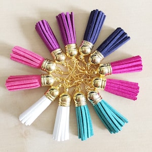 Goddess Tassel Earrings - Gold Cap Beads, French Hooks, Pink, Teal Green, Navy Blue, White, Purple, Leather Fringe, Boho Chic, Dangle