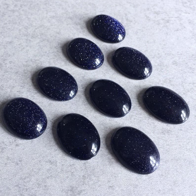 Oval Stone Rings Glittering Blue Goldstone Gemstone - Etsy