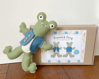 Make Your Own Fenwick Frog, Beginner Hand Sewing Kit, DIY Plushie, for Kids or Adults, Pre-Cut, Natural Wool, Eco-Friendly Frog or Toad
