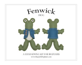 Fenwick Frog Hand-Sewing Kit: Pre-Cut Wool Fabric/Felt, DIY Plush Toad, Easy Natural Craft