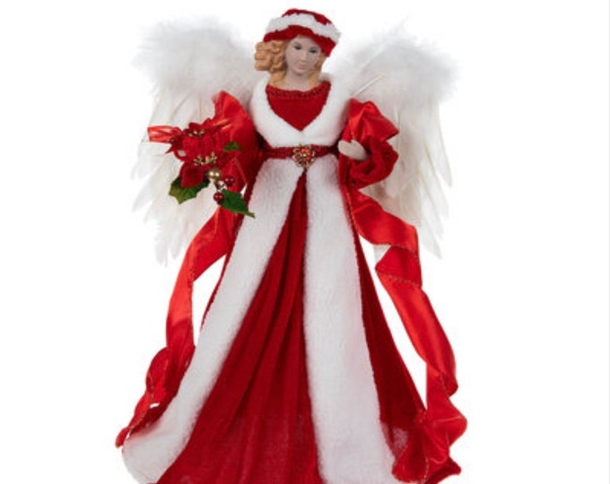Red and White Stunning Angel Tree Topper Christmas Home Decoration 15