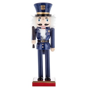 Policeman Police Blue Uniform Wood 10&quot; Nutcracker