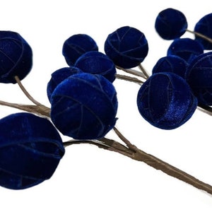Blue Velvet Spheres Ball Picks For Christmas Diy Floral Arrangment Decoration
