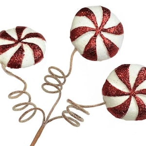 Glitter Peppermint Spring Spray Stem Home Decoration Arrangement Accent Decor 18&quot; Length