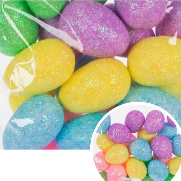 24 Choose Size Pastel Glitter Foam Eggs Easter Home Accent Spring Projects Diy Decoration