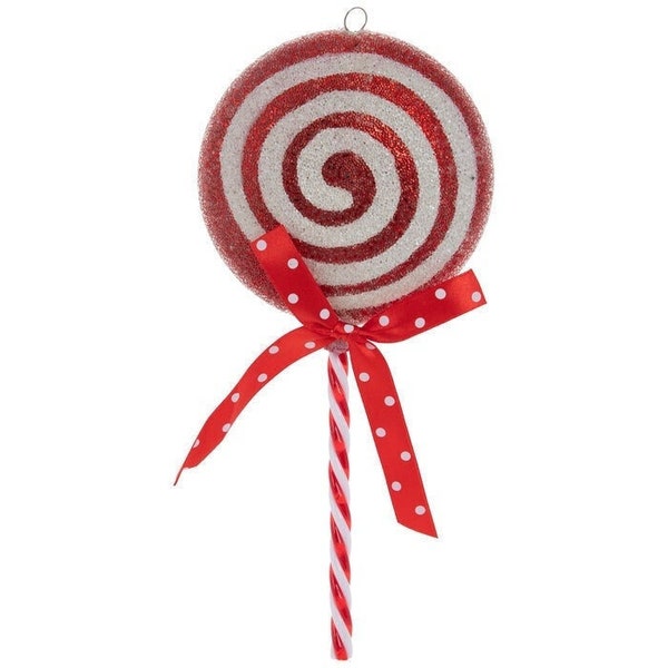 Red & White Spiral Lollipop Ornaments Holiday Candy Decorations Christmas Decor