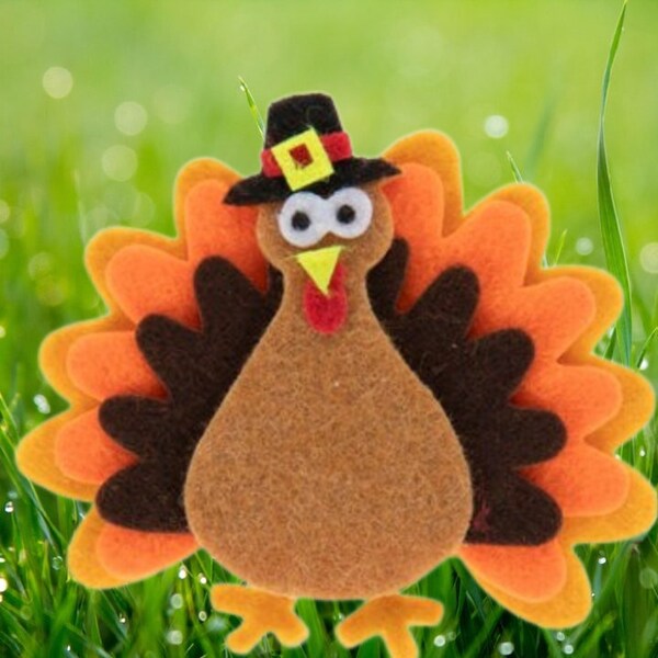 4 Turkey Pilgrim Felt Stickers Fall Thanksgiving Decoration Party Supplies