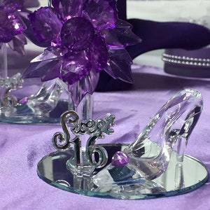 Sweet 16 Acrylic Flower with High Heel Shoe Favor Gift