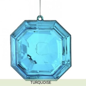6 Inch, Square Turquoise Emerald Cut Ornament, Gem Ornament, Jewel Ornament, Wreath Attachment, Christmas Decor, Tree Ornament