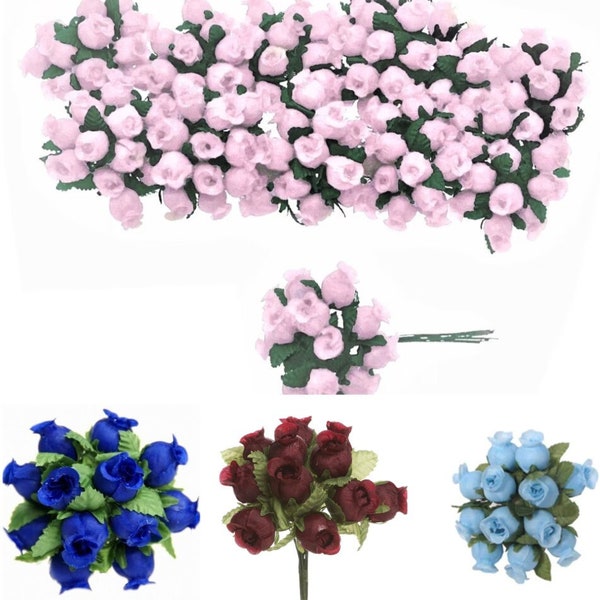 144 Poly Rose Buds Miniature Poly Roses 12 Bunches Favor and Craft Decorating