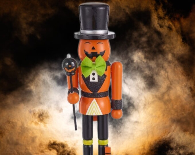 Halloween Witch Wood 10 Nutcracker With Broom Pumpkin Etsy