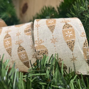 Gold Glitter Ornaments Wired Edge Ribbon 2.5 Christmas Holiday Craft DIY Projects Length 30'
