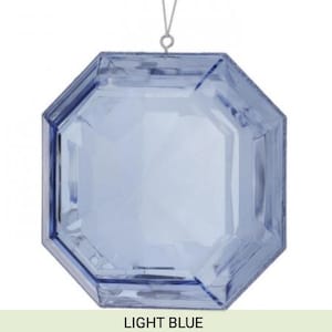 6 Inch, Square Light Blue Emerald Cut Ornament, Gem Ornament, Jewel Ornament, Wreath Attachment, Christmas Decor, Tree Ornament