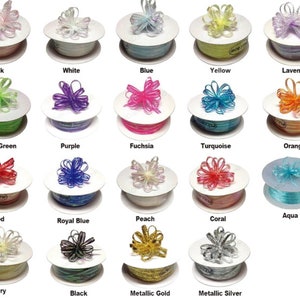 1/8&quot; 50 Yards Organza Iridescent Center with String Pull Ribbon Bow