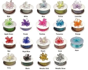 Centre irisé en organza de 1/8 po., 50 mètres, avec nœud en ruban