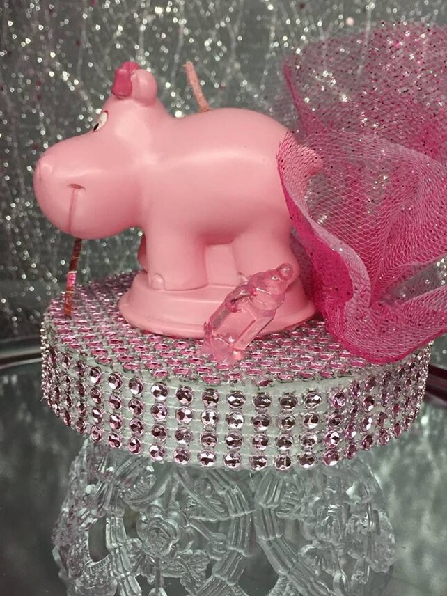 Baby Shower Pink Hippo Girl Cake Topper Centerpiece Baby Shower Pink Hippo Girl Cake Topper Centerpiece