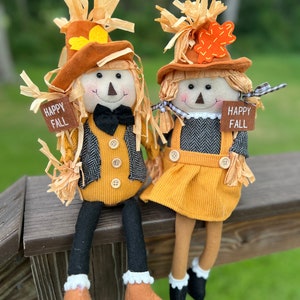 2 pc Scarecrow Shelf Sitter Shelf Sitter Home Fall Autumn Table Decoration