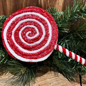 15&quot; Frosted Felt Lollipop Pick Birthday or Christmas tree ornament