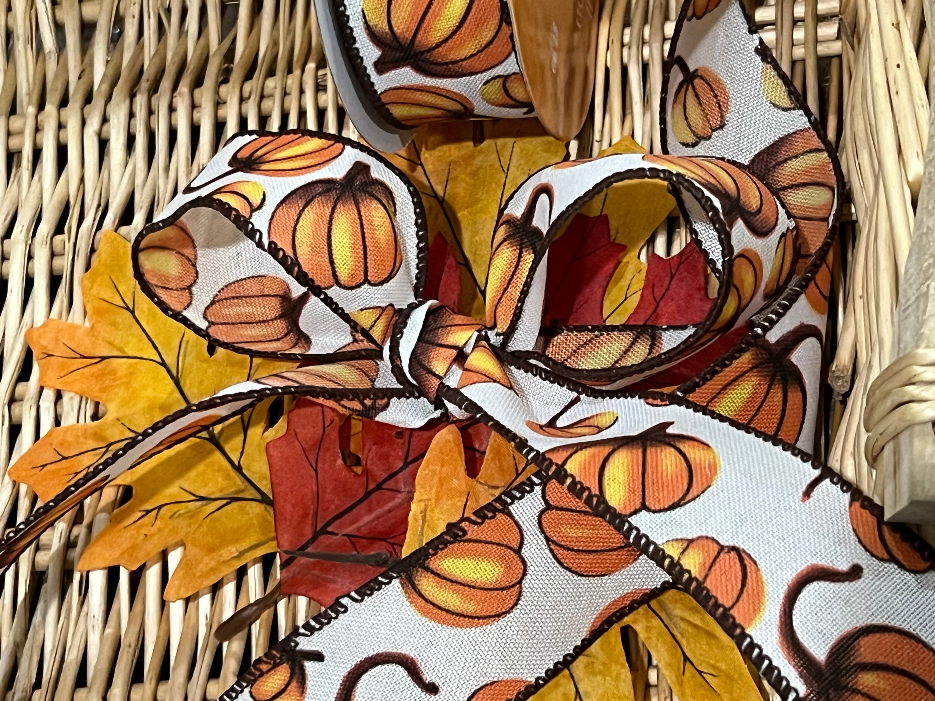 秋のカボチャ ワイヤーエッジリボン 1 1/2インチ 秋 秋 ホーム