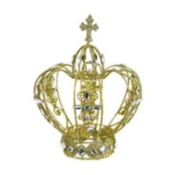 Décoration de décoration de gâteau de Noël ou de fête, couronne de gemmes en métal doré ou blanc