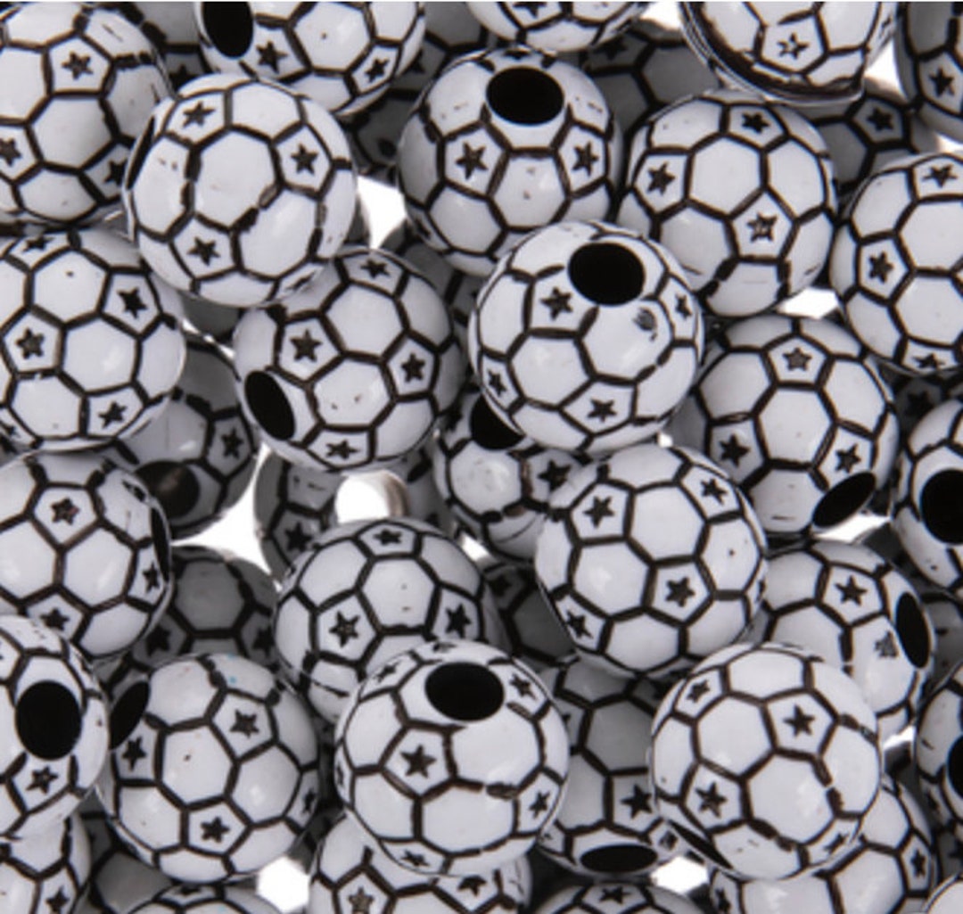 100 Soccer Ball Beads, Sports Beads, Charms for Jewelry Making, Team