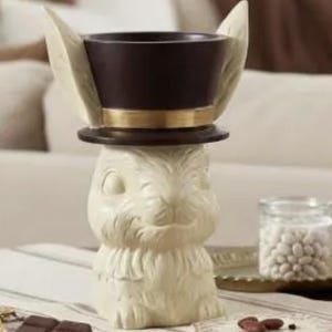 10" Resin Chocolate Bunny Bust Planter - Cocoa Top Hat Rabbit Decor - Elegant Easter Centerpiece