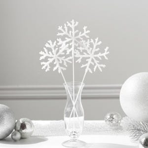 Sparkling White Snowflake Picks Wreath Attachments Christmas Tree Trimming Vase Decorations
