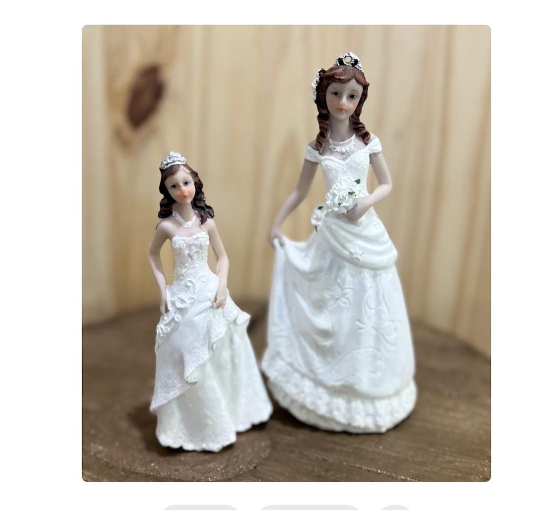 Partydeco Wedding Cake Topper - Bride & Groom Figurine With White Rose Heart Frame, 15 Cm Height