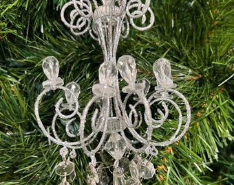 Silver Chandelier Christmas Tree Ornament Home Decoration 8" Length