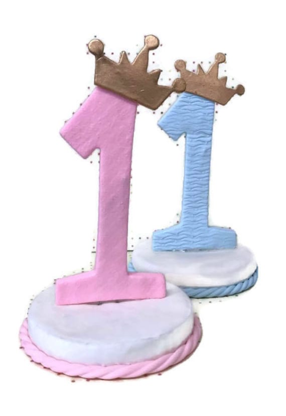 1st Birthday Number 1 With Crown Blue Prince Or Pink Princess Etsy