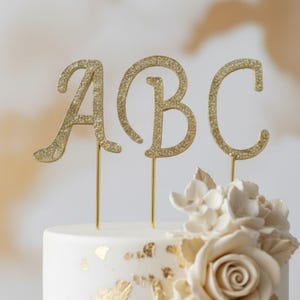 Monogram Rhinestone Cake Topper, 1.75 Inch Gold/Silver Letter, Birthday & Wedding Decor