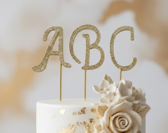 Monogram Rhinestone Cake Topper, 1.75 Inch Gold/Silver Letter, Birthday & Wedding Decor