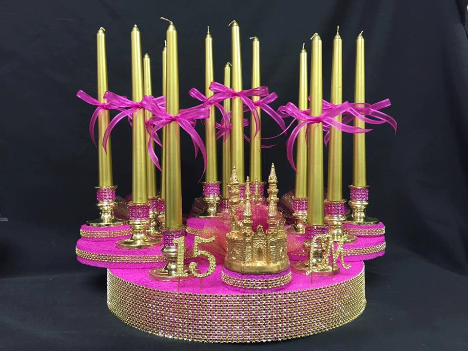 Sweet 15 Fifteen Mis Quince Anos Gold Castle Candle Holder Etsy
