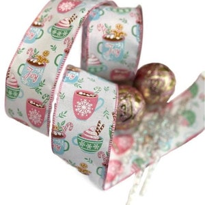 6 Piece Set Hot Cocoa Wired Edge Ribbon - 2 1/2&quot; Christmas Tree Accent Diy Projects Decoration