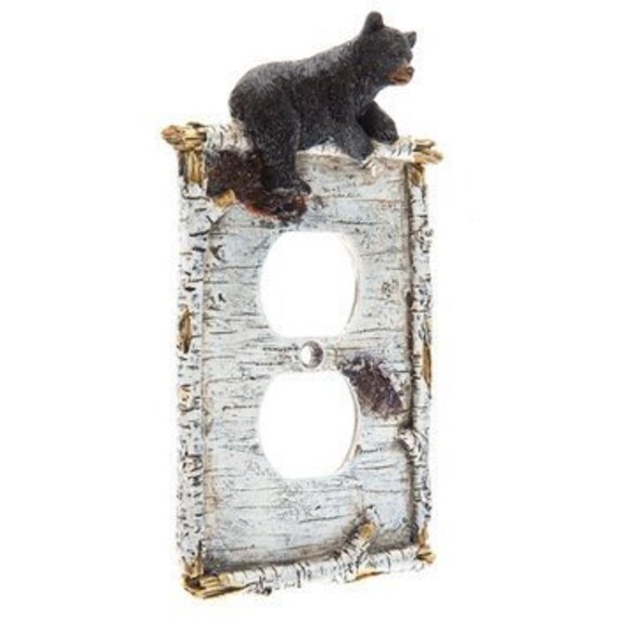 Black Bear Outlet Cover Plate Decoration For Home Office Cabin Etsy