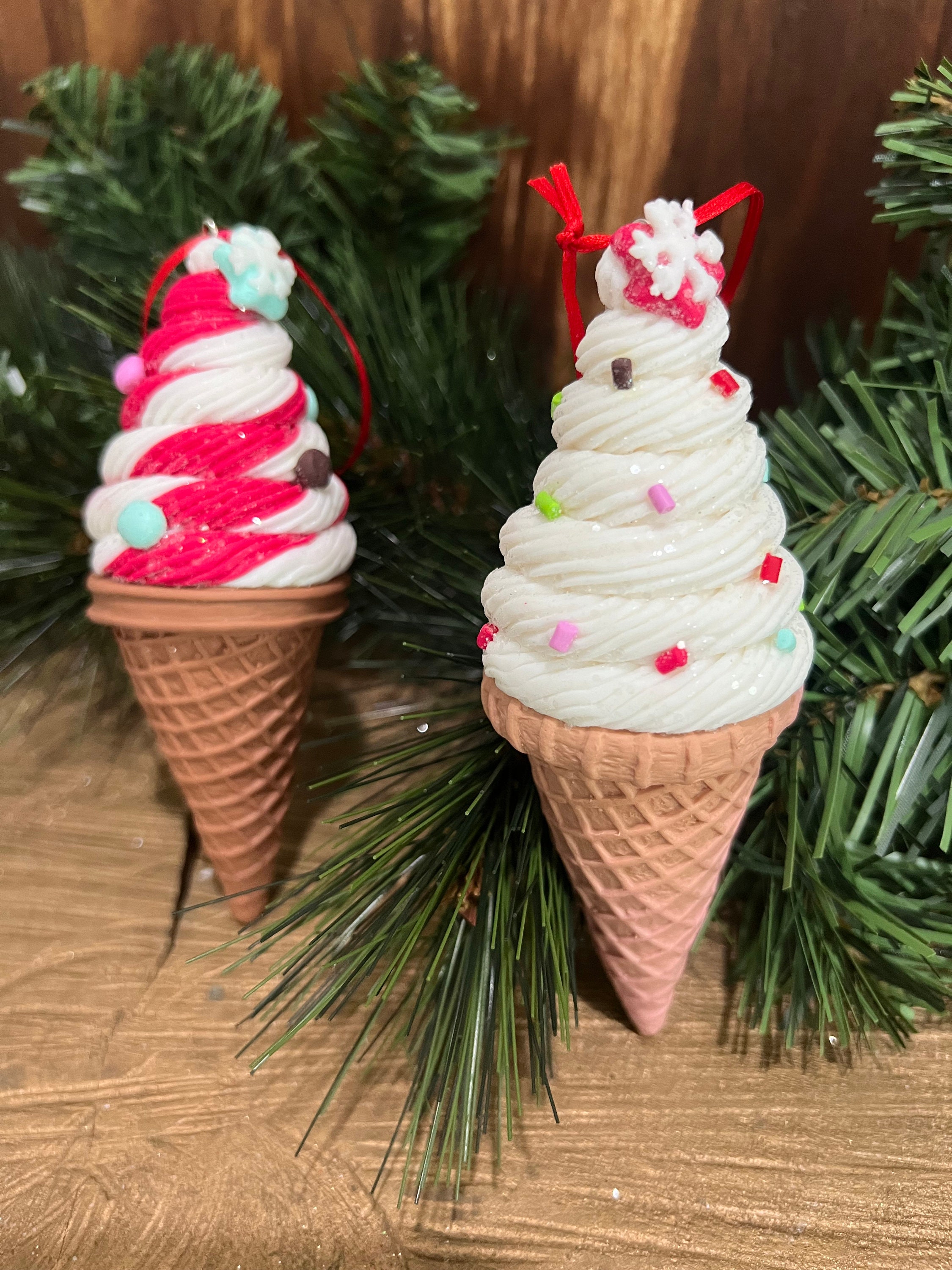 アイスクリームコーンのクリスマスツリーオーナメント - Etsy 日本