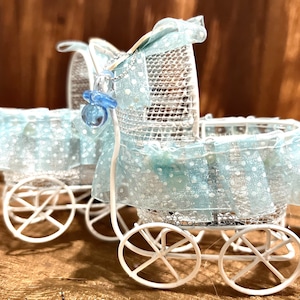 6 Metall und Spitze Baby Weiß Wagen Bevorzugungen für DIY-Projekte Party Handwerk Lieferungen Farbe wählen