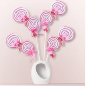 25 &quot;rosa Lollipop mit Pompom Holly Spray 3 auf einem Stiel