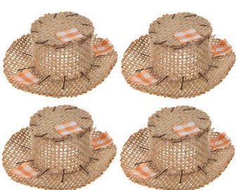 ミニチュア麦わら帽子 4 個 - かかし鳥帽子 - かかし帽子 - ミニ