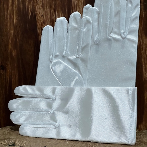 Child White Satin Gloves Small and Medium