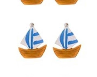 Mini Sailboat Nautical Beach Favors Cake Decoration Set of 12