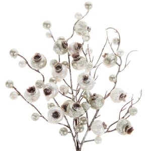 White or Gold Frosted Crabapple Stem Pick Christmas Decoration Christmas Wreath Decoration Christmas Tree Decoration