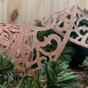 Glitter Rose Gold Scroll Die Cut Ribbon - 6 Yards - 2.5 inch