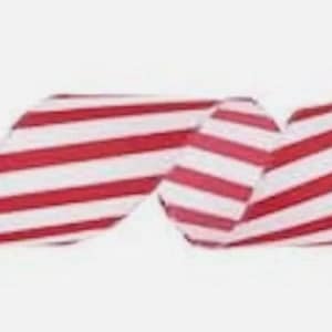 Red and White Diagonal Striped Glitter Christmas Ribbon 2.5 inch Craft Supplies