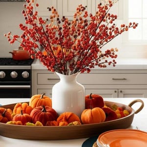 Orange And Brown Velvet Pumpkins Home Autumn Fall Table Accent Decoration 10 pc